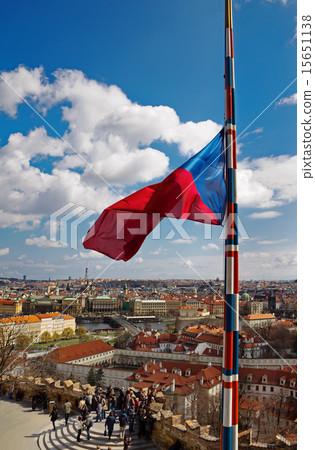 Czech flag on the background of Prague Czech flag on the background of Prague 15651138