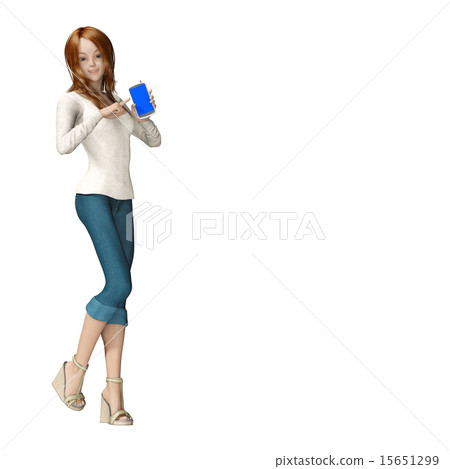 預訂與智能手機的一名年輕女子 15651299