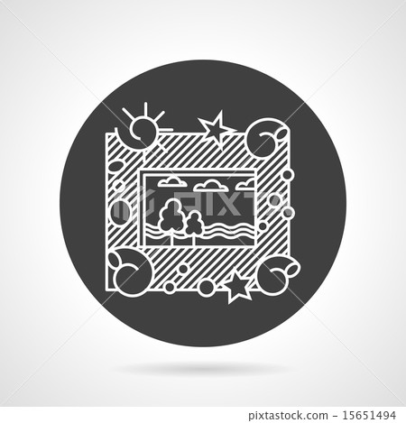 Photo frame black round vector icon - Stock Illustration [15651494] - PIXTA