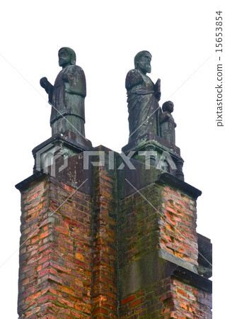 Stone statue of 'Zellerio and apostle' on Urakami Cathedral wall (Peace Park / Matsuyama-cho Nagasaki-shi Nagasaki prefecture) 15653854