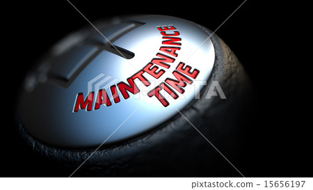 Maintenance Time on Gear Stick with Red Text. Maintenance Time on Gear Stick with Red Text. 15656197