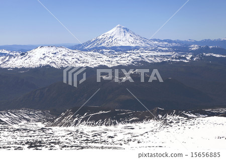 View from Villarica Volcano, Chile. 15656885