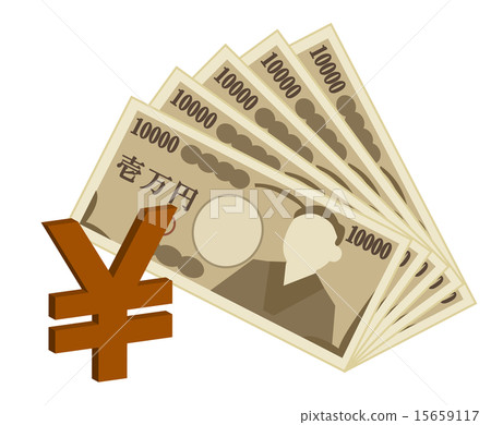 Opened 10,000 yen bill and yen mark 15659117