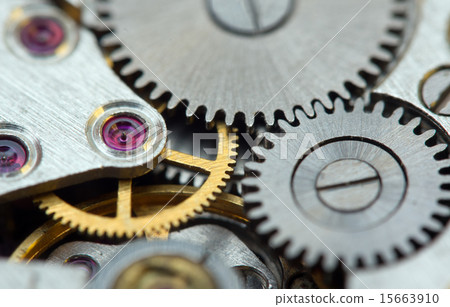 Background  metal cogwheels clockwork. Macro 15663910