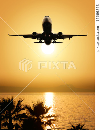beautiful sea view and plane 15666838