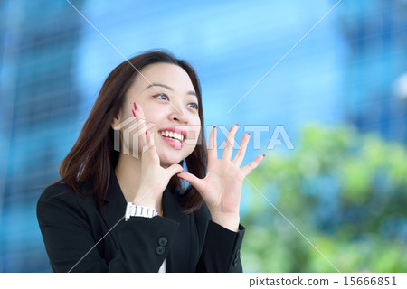 Chinese businesswoman shouting aloud  15666851