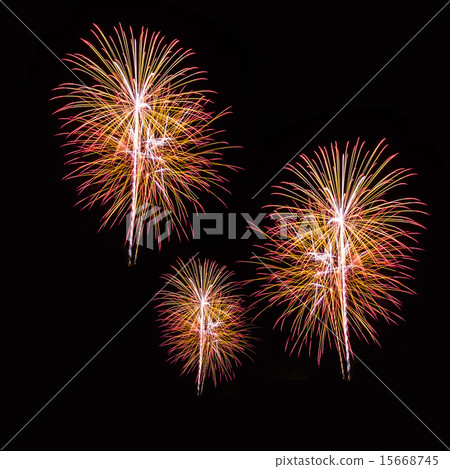 Colorful fireworks on the black sky background Colorful fireworks on the black sky background 15668745