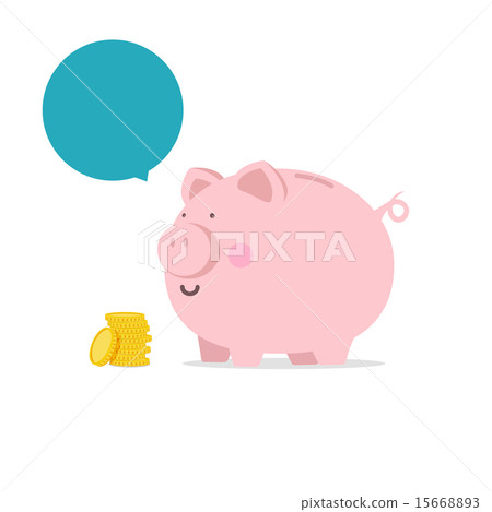 Piggy bank - flat icon with blank bubble text Piggy bank - flat icon with blank bubble text 15668893