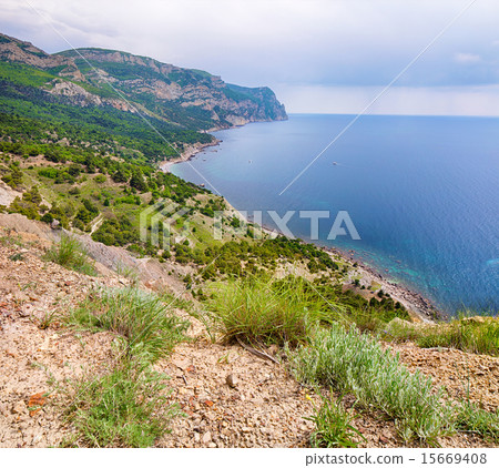 Rocky seascape of Crimea, Ukraine 15669408