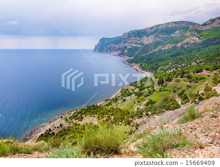 Rocky seascape of Crimea, Ukraine 15669409