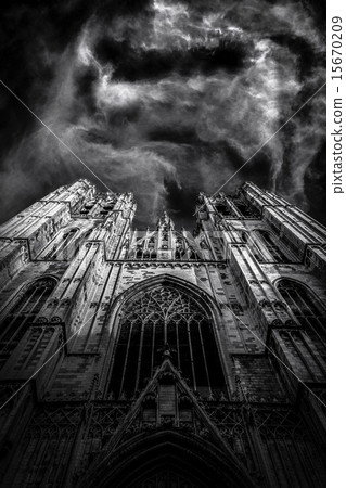 Beautiful Gothic cathedral from Bruxelles Brusels  Belgium 15670209
