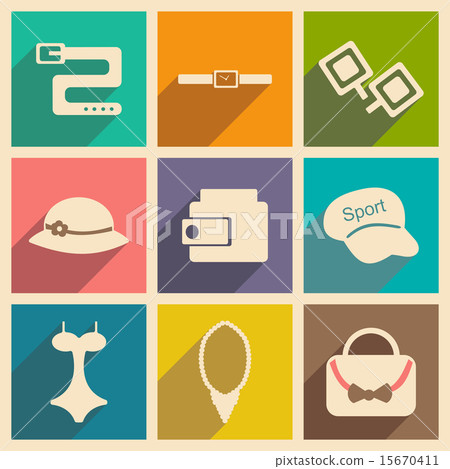 Flat with shadow concept and mobile application fashion accessories 15670411
