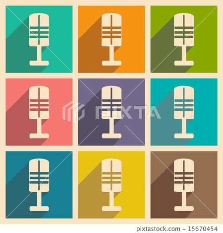 Flat with shadow concept and mobile application microphones Flat with shadow concept and mobile application microphones 15670454