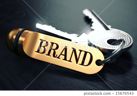 Brand - Bunch of Keys with Text on Golden Keychain. Brand - Bunch of Keys with Text on Golden Keychain. 15670543