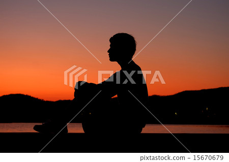 Silhouette man with relaxing activity 15670679