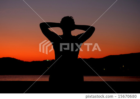 Silhouette man with relaxing activity Silhouette man with relaxing activity 15670680