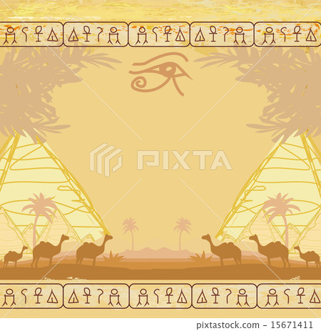 Horus Eye and camel caravan Horus Eye and camel caravan 15671411