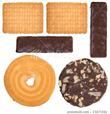 collection of cookies and chocolate candy isolated collection of cookies and chocolate candy isolated 15671562