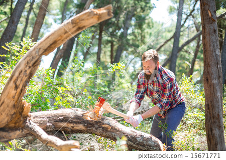 Portrait of an attractive young lumberjack 15671771
