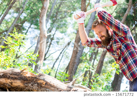Portrait of an attractive young lumberjack 15671772
