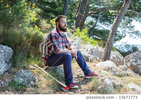Portrait of an attractive young lumberjack 15671773