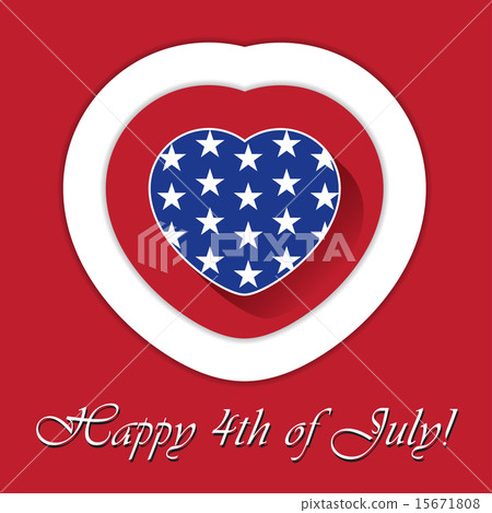 4th of july card with heart and contours 4th of july card with heart and contours 15671808