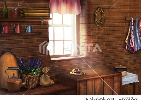 A mountain hut of sunbeams through the sun 15673016