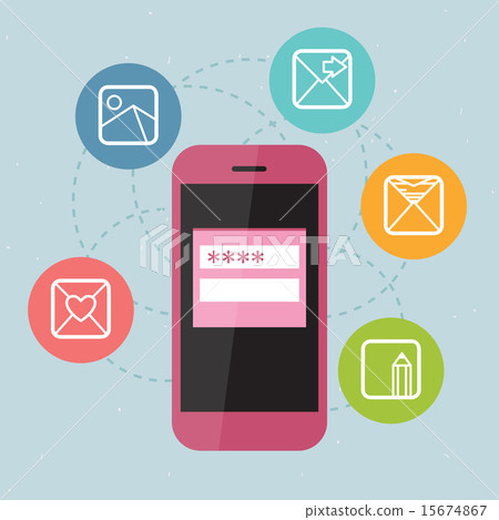 Pink phone with icons 15674867
