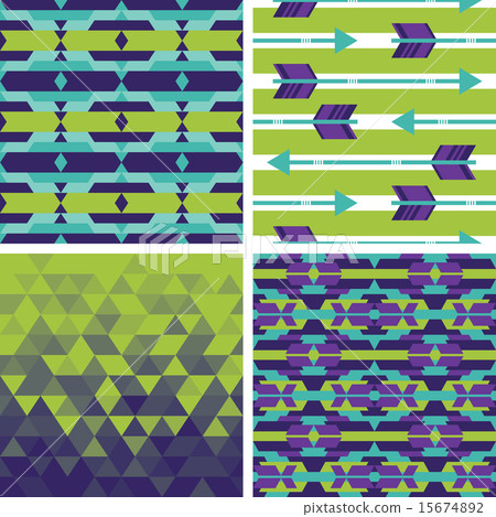 Set of geometric and tribal backgrounds 15674892