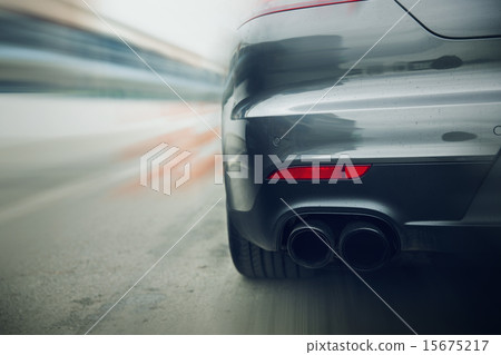 close up of car riding on highway from back close up of car riding on highway from back 15675217