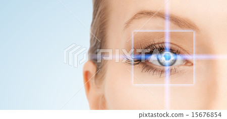 beautiful woman pointing to eye beautiful woman pointing to eye 15676854