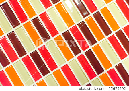 Lime red yellow and brown mosaic tiles background 15679392