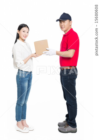 woman receipt of package delivery woman receipt of package delivery 15680608