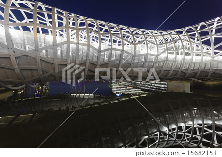 View of Webb Bridge in Docklands, Melbourne at night 15682151