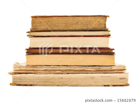Stack of old books isolated 15682879