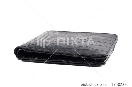 Black leather wallet isolated Black leather wallet isolated 15682883