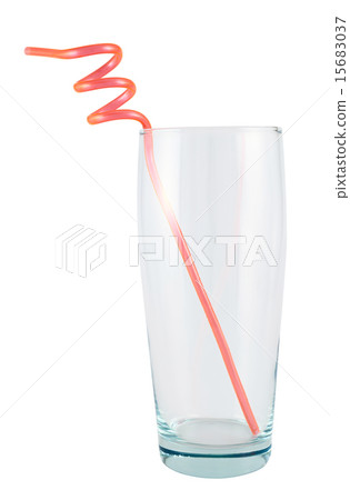 Tall empty glass with a straw Tall empty glass with a straw 15683037
