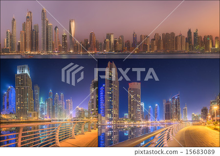 Collage of the beauty panorama at Dubai marina. 15683089