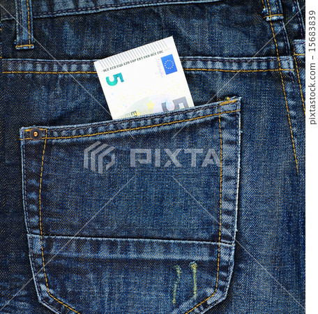 Five euro in a back pocket of a jeans Five euro in a back pocket of a jeans 15683839