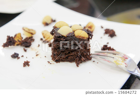 chocolate cake in white plate chocolate cake in white plate 15684272