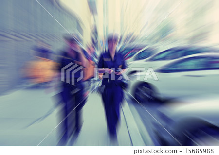 Abstract background. Two female police officers  15685988