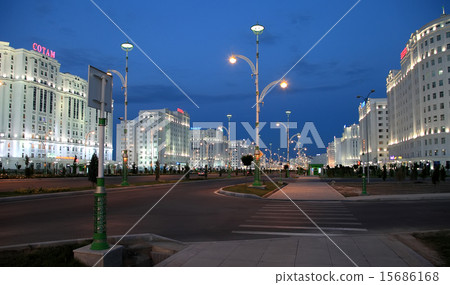 Night view of the new boulevard. Ashkhabad.  15686168