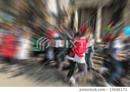 Abstract background. Pedestrians and  mother with  15686173