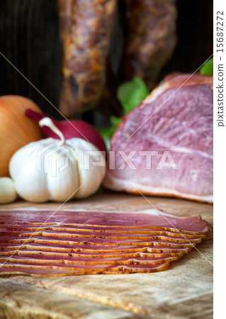 smoked ham with schwarzwald ham and prosciutto 15687272