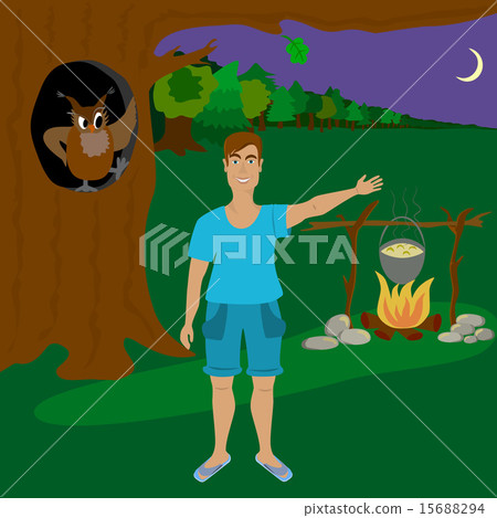 The man in the forest at night. The man in the forest at night. 15688294
