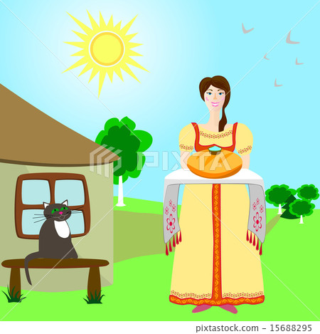 Girl with bread and salt 15688295