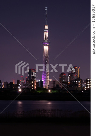 東京天空樹Ya在黃昏點亮 15689017