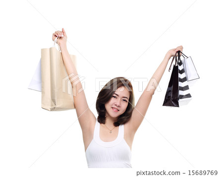 Shopping woman asian happy smiling are shopping 15689769