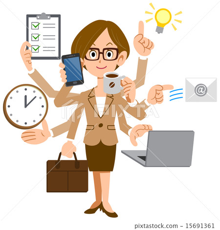 Businesswoman with glasses to perform multitasking 15691361