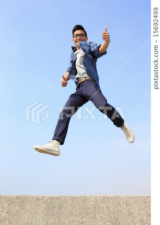 Happy man run and jump Happy man run and jump 15692499